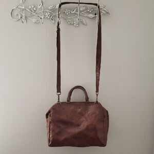 Matt & Nat Brown Vegan Leather Shoulder Bag Double Zip Satchel Purse
